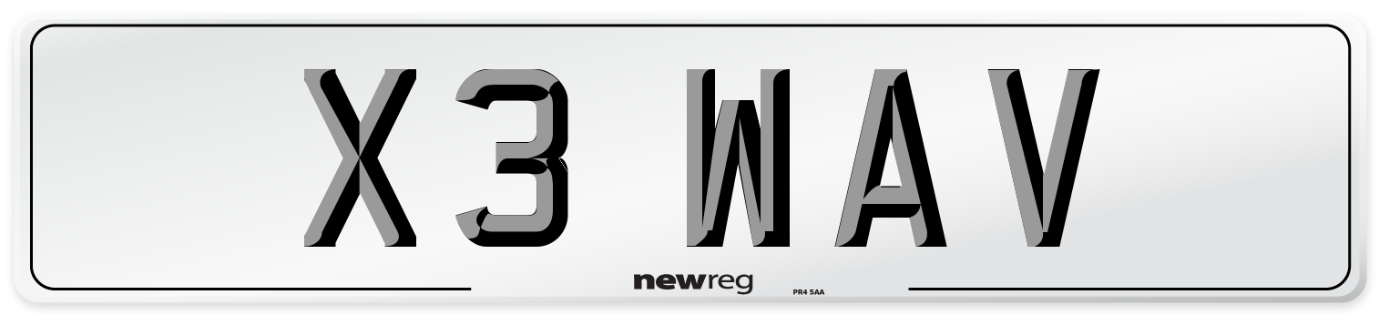 X3 WAV Number Plate from New Reg